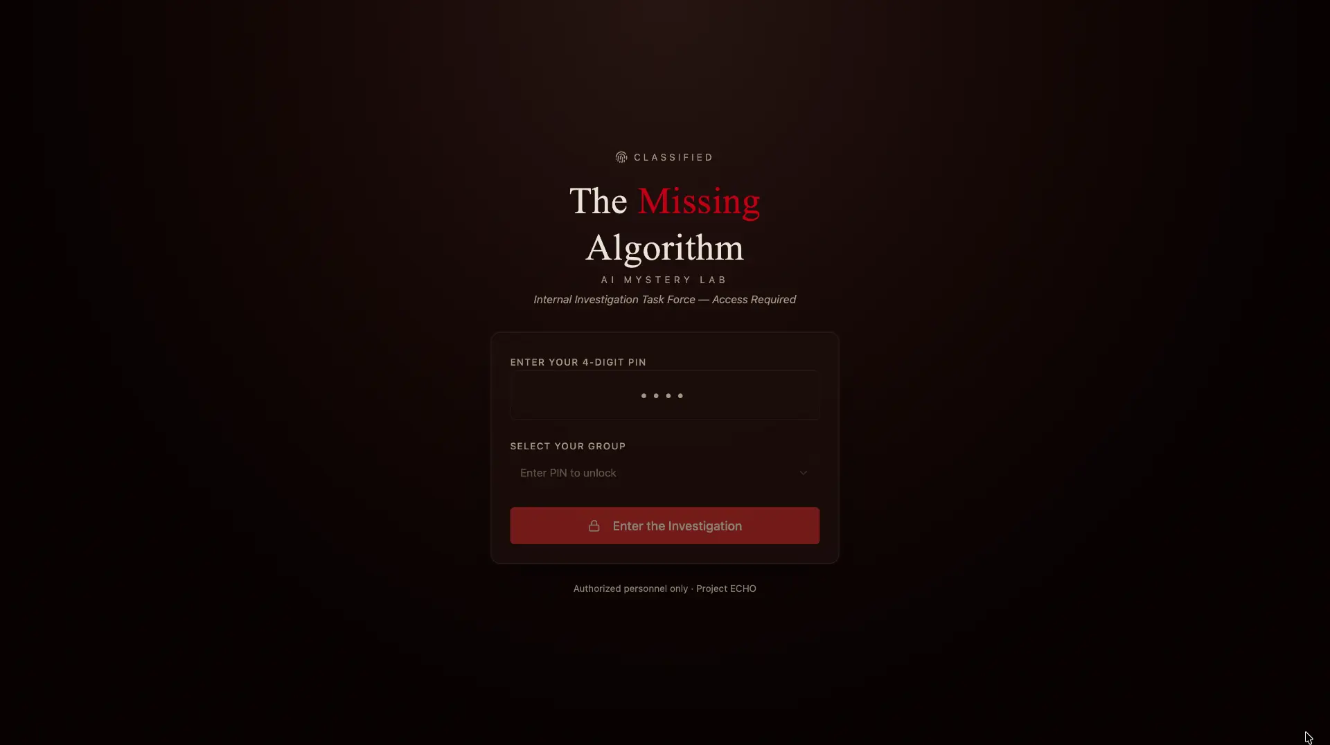 The Missing Algorithm Webpage website preview
