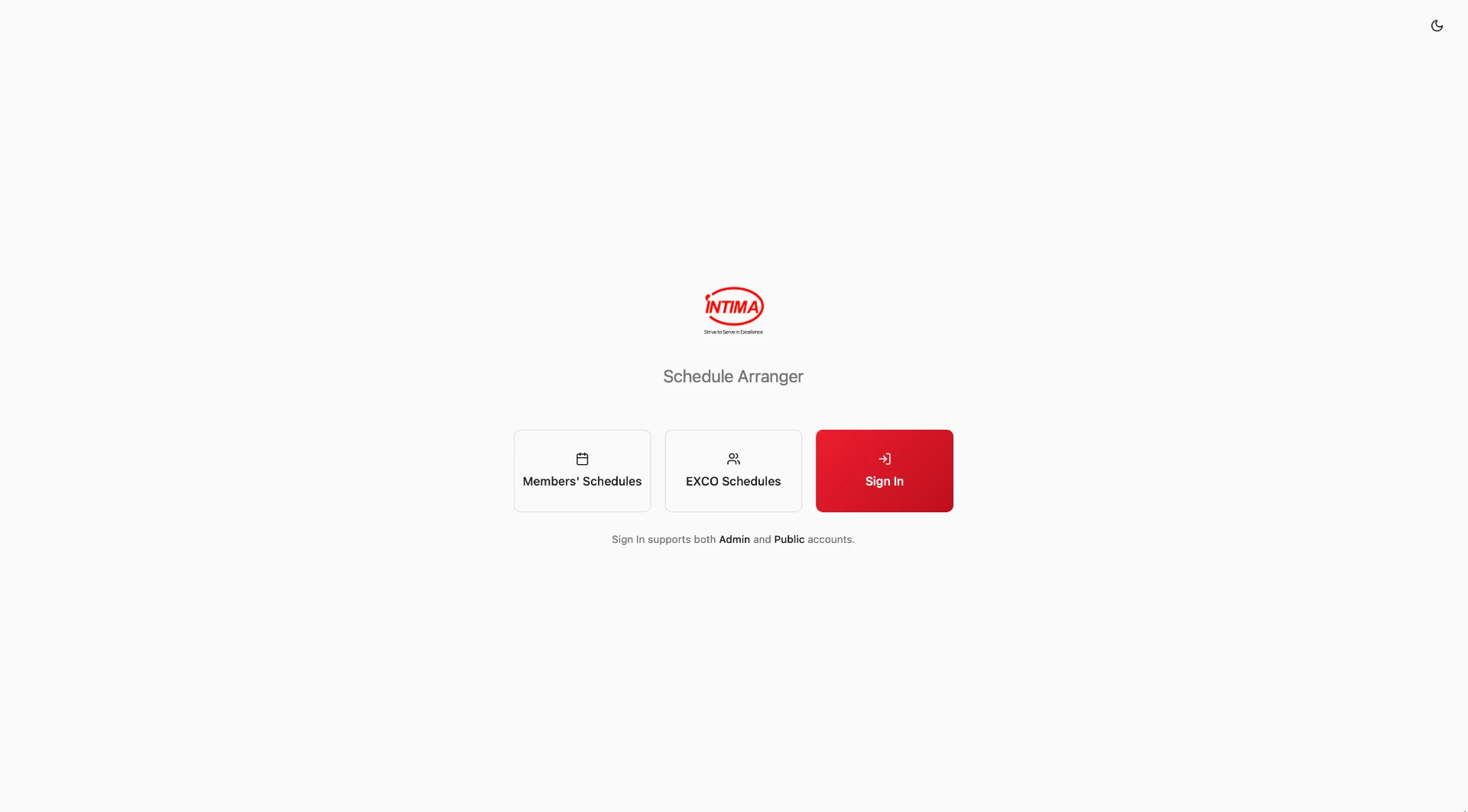 INTIMA Admin System website preview