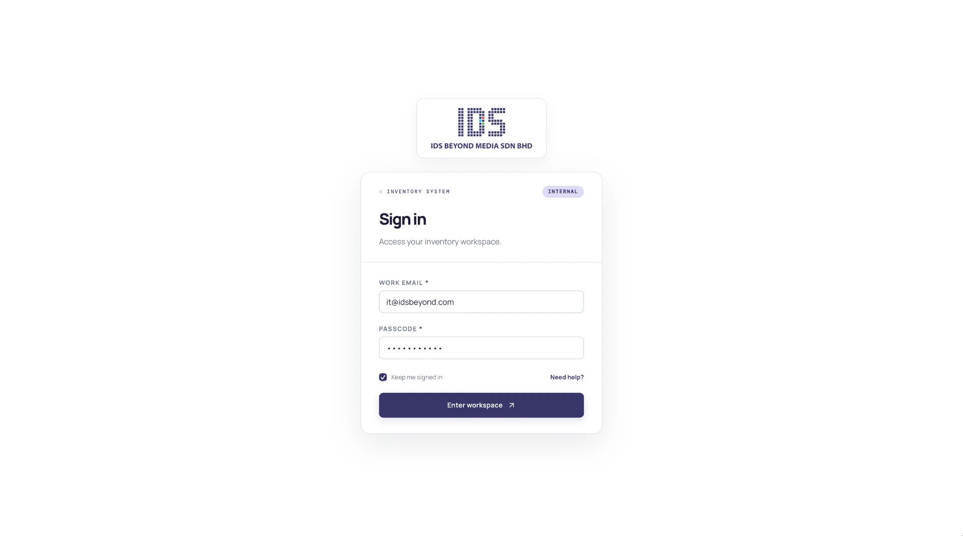 IDS Inventory System website preview